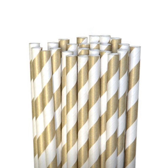 Product Image for Paperijuomapillit Raidalliset, Kulta 10 kpl