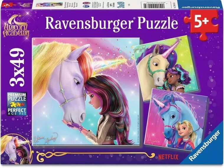 Product Image for Ravensburger Palapeli - Unicorn Academy 3x49 palaa