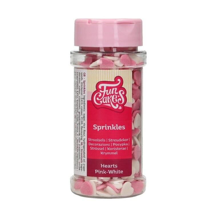 Product Image for FunCakes - Strösseli Vaaleanpunainen/Valkoinen Sydän 60 grammaa