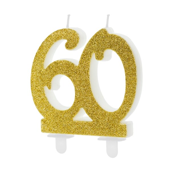 Product Image for Kakkukynttilä Kulta - 60 vuotta 7,5 cm