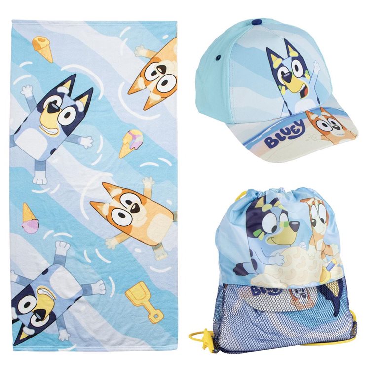 Product Image for Bluey - Setti, jossa Pyyhe, Lippis & Jumppakassi