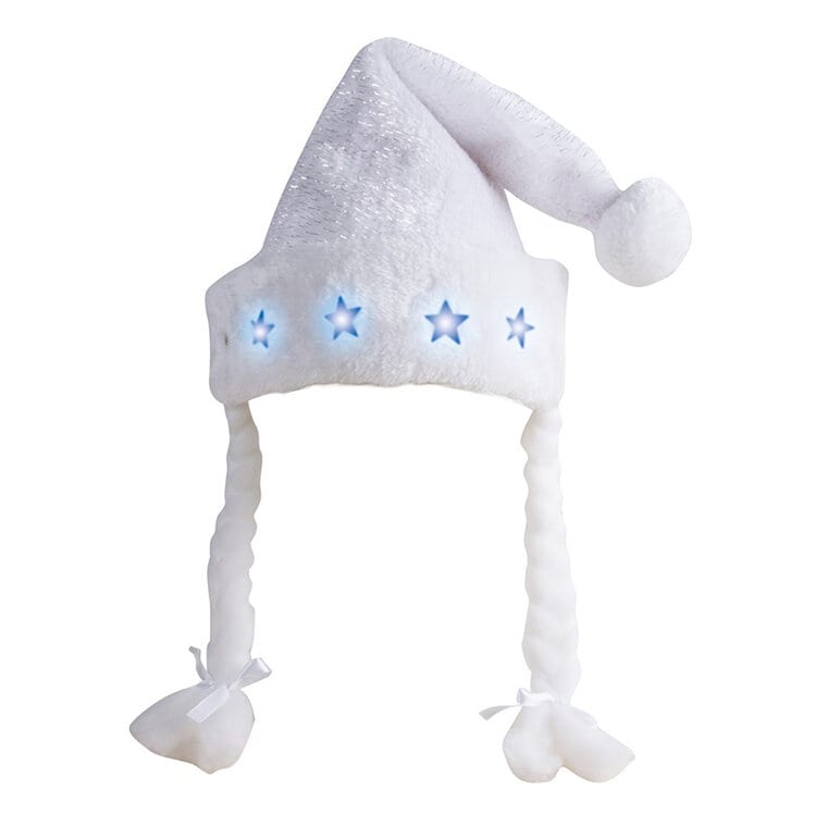 Product Image for Valkoinen joulupukin hattu LED-valoilla, lasten koot