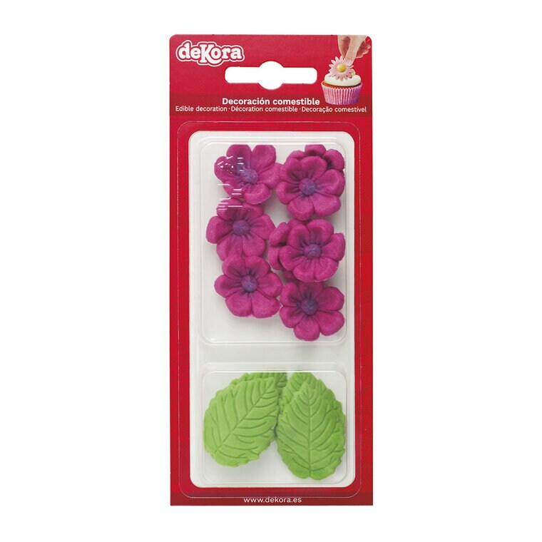 Product Image for Sokerikoristeet Fuksia lehdillä 13 kpl