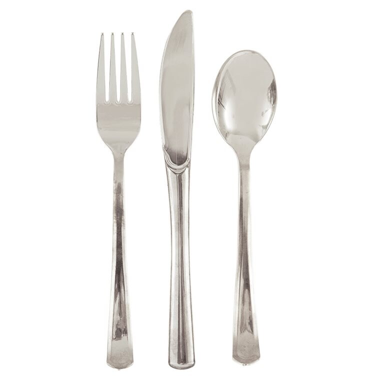 Product Image for Hopeiset muoviset aterimet 18 kpl