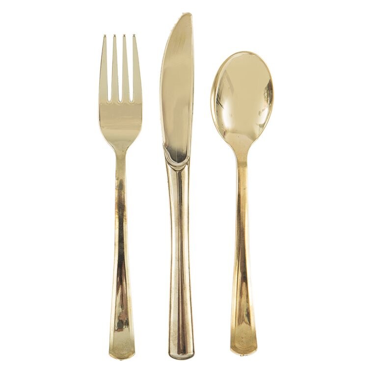 Product Image for Muoviset aterimet, kullanväriset, 18 kpl