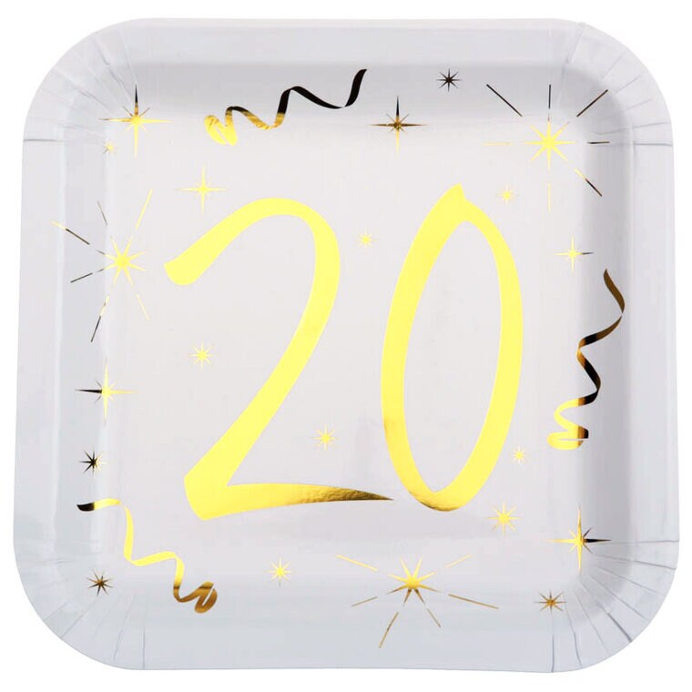 Product Image for Neliönmuotoiset Lautaset 20-vuotisjuhliin 10 kpl