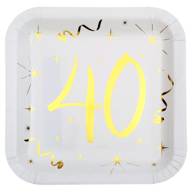 Product Image for Neliönmuotoiset Lautaset 40-vuotisjuhliin 10 kpl