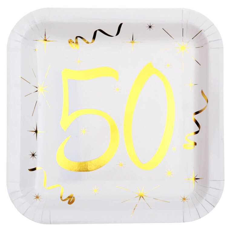 Product Image for Neliönmuotoiset Lautaset 50-vuotisjuhliin 10 kpl