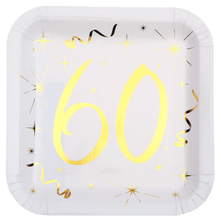 Product Image for Neliönmuotoiset Lautaset 60-vuotisjuhliin 10 kpl