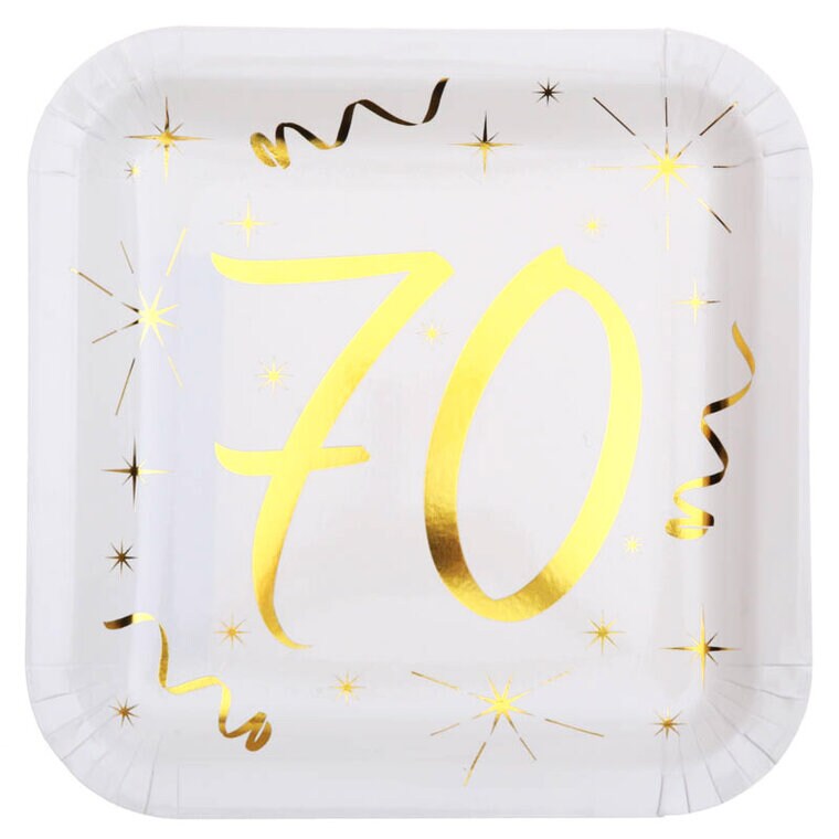 Product Image for Neliönmuotoiset Lautaset 70-vuotisjuhliin 10 kpl
