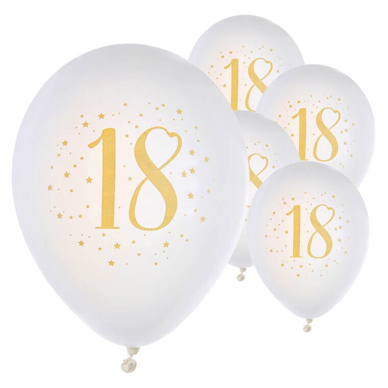 Product Image for Ilmapallot Valkoinen & Kulta 18 vuotta 8 kpl