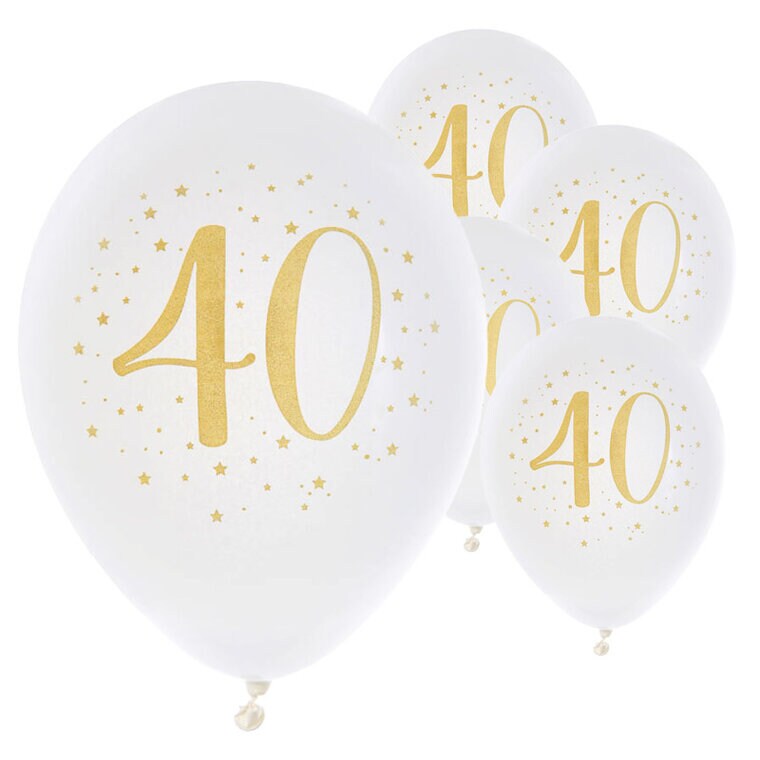 Product Image for Ilmapallot Valkoinen & Kulta 40 vuotta 8 kpl