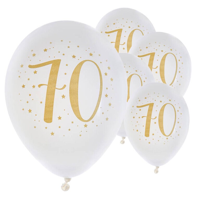 Product Image for Ilmapallot Valkoinen & Kulta 70 vuotta 8 kpl