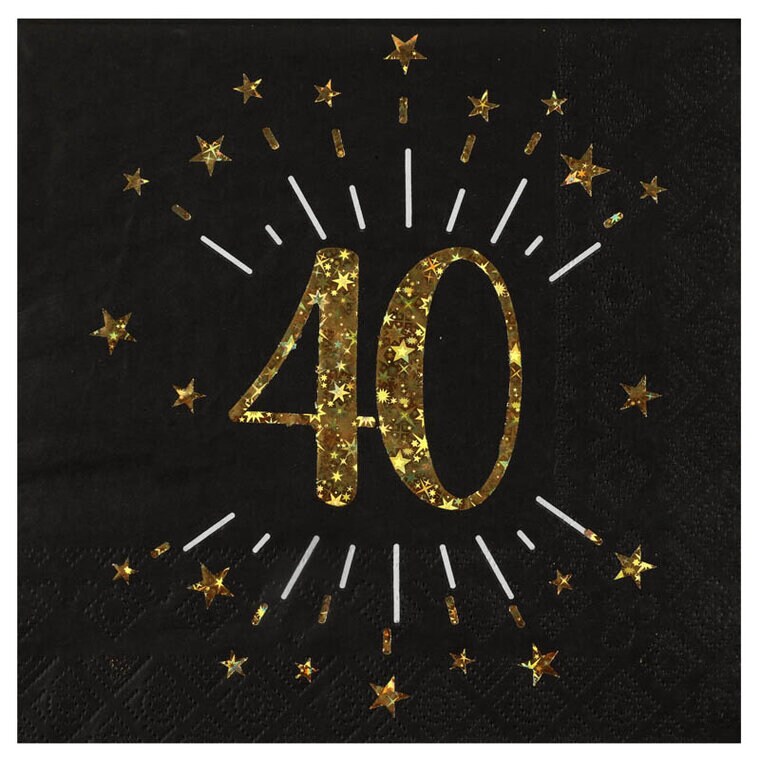 Product Image for Servetit Musta & Kulta 40-vuotisjuhliin 10 kpl