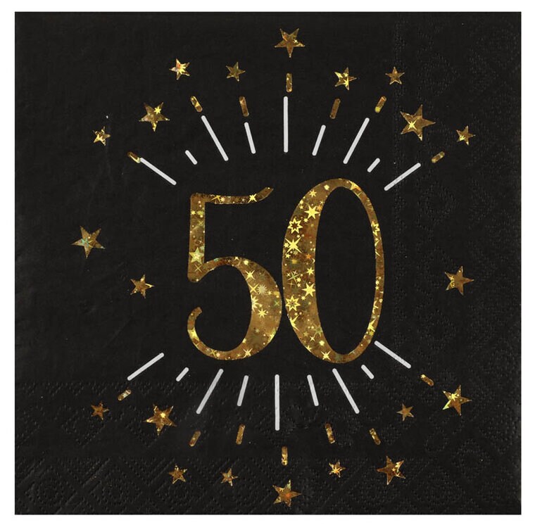 Product Image for Servetit Musta & Kulta 50-vuotisjuhliin 10 kpl