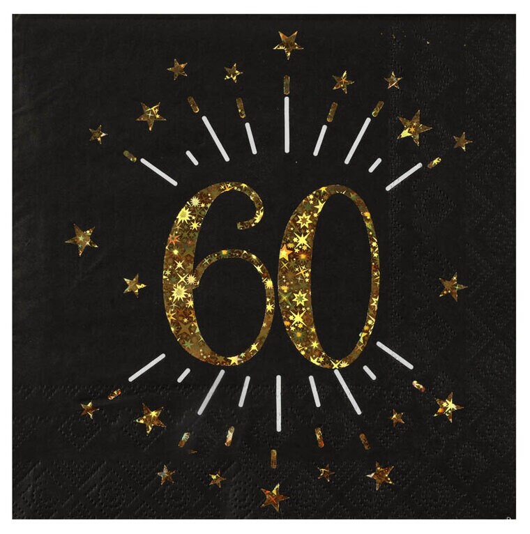 Product Image for Servetit Musta & Kulta 60-vuotisjuhliin 10 kpl