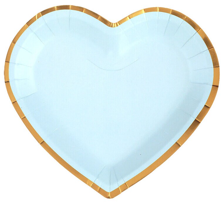 Product Image for Lautaset - Sydämen muotoiset Vaaleansininen/Kulta 10-pakkaus