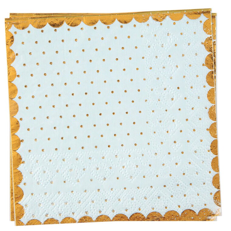 Product Image for Servetit - Vaaleansininen/Kulta Pilkullinen 20 kpl