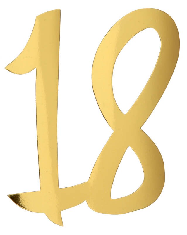 Product Image for Kultaiset pahvikoristeet 20 cm 18 vuotta 4 kpl
