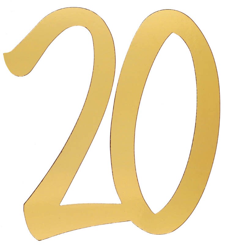 Product Image for Kultaiset pahvikoristeet 20 cm 20 vuotta 4 kpl