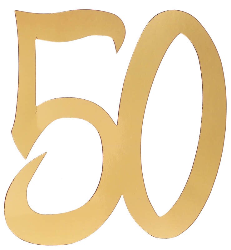 Product Image for Kultaiset pahvikoristeet 20 cm 50 vuotta 4 kpl