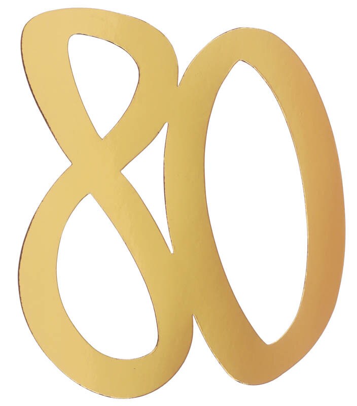 Product Image for Kultaiset pahvikoristeet 20 cm 80 vuotta 4 kpl