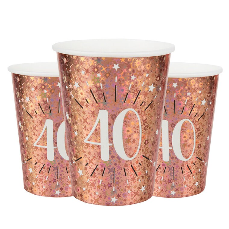 Product Image for Ruusukullanväriset Mukit, 40-vuotta 10 kpl