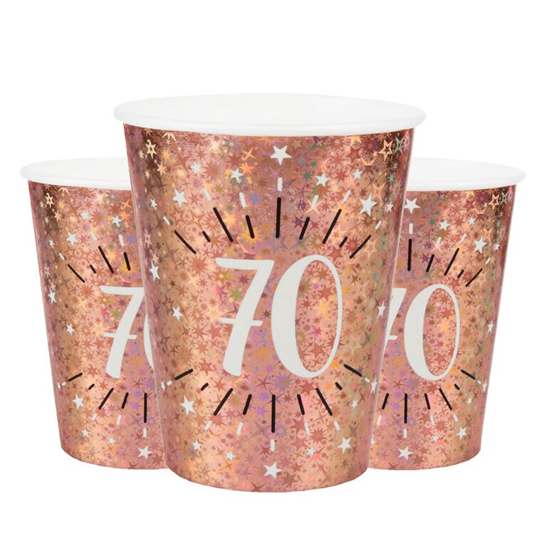 Product Image for Ruusukullanväriset Mukit, 70-vuotta 10 kpl