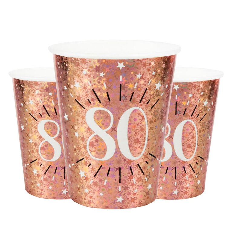 Product Image for Ruusukullanväriset Mukit, 80-vuotta 10 kpl