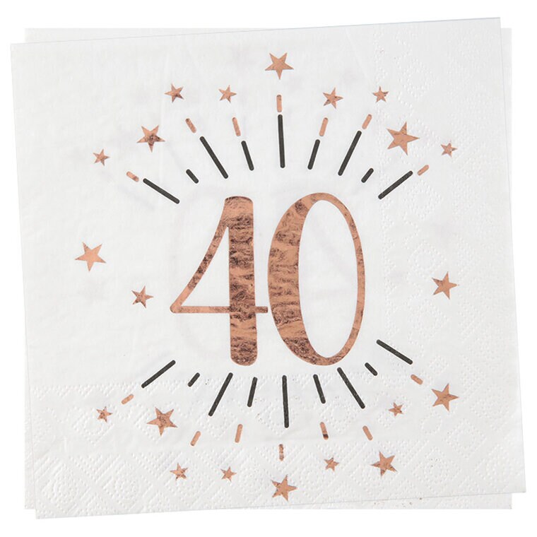 Product Image for Ruusukullanväriset Servetit, 40-vuotta 10-pakkaus