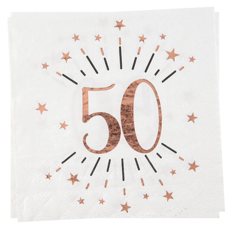 Product Image for Ruusukullanväriset Servetit, 50-vuotta 10-pakkaus