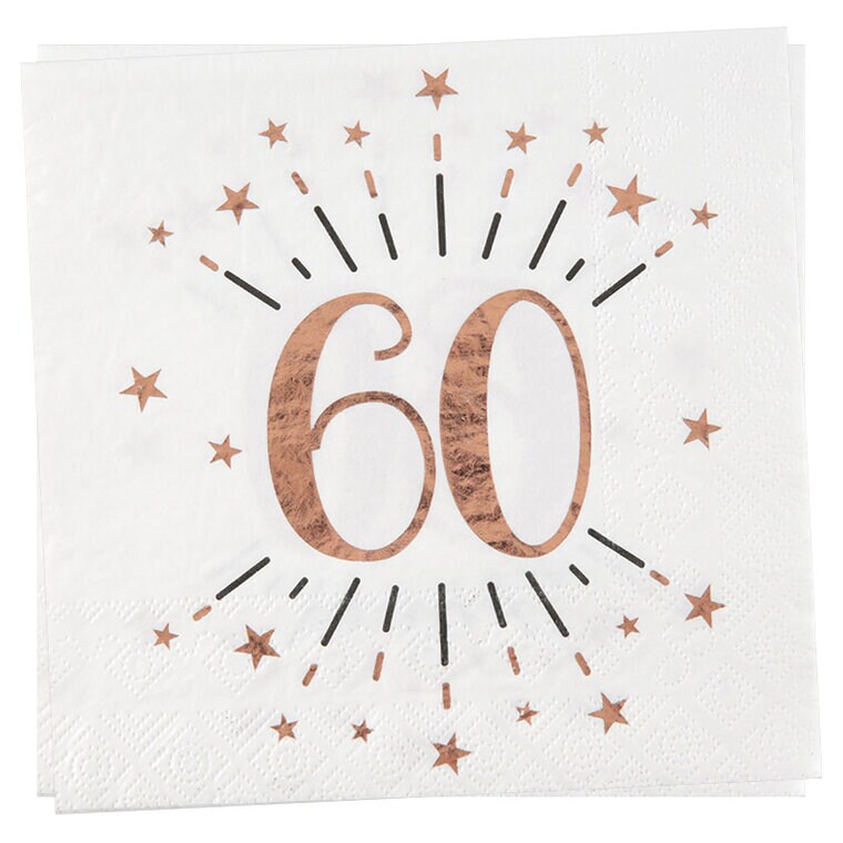 Product Image for Ruusukullanväriset Servetit, 60-vuotta 10-pakkaus
