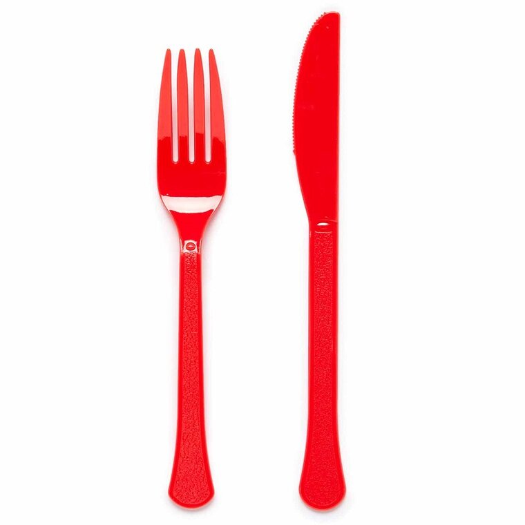 Product Image for Muoviset Aterimet Punainen 24 kpl