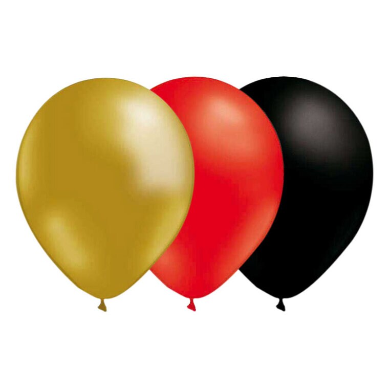 Product Image for Ilmapallosetti, Kulta-Punainen-Musta 15 kpl