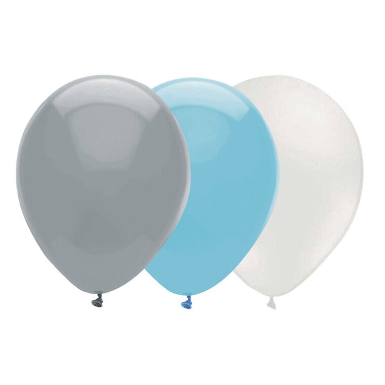 Product Image for Ilmapallosetti, Harmaa-Vaaleansininen-Valkoinen 15 kpl