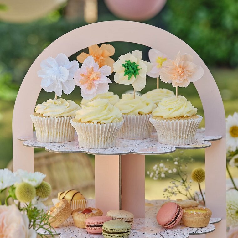 Product Image for Pink Floral - Cake Toppers Kukat 12 kpl