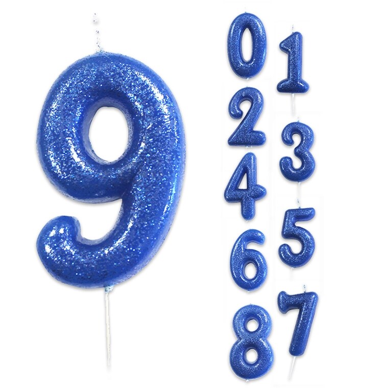 Product Image for Numerokynttilä sininen glitter numerot 0-9