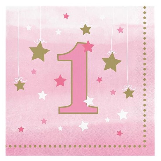 Product Image for Twinkle Little Star Rosa, 1-vuotis-servetit 16 kpl