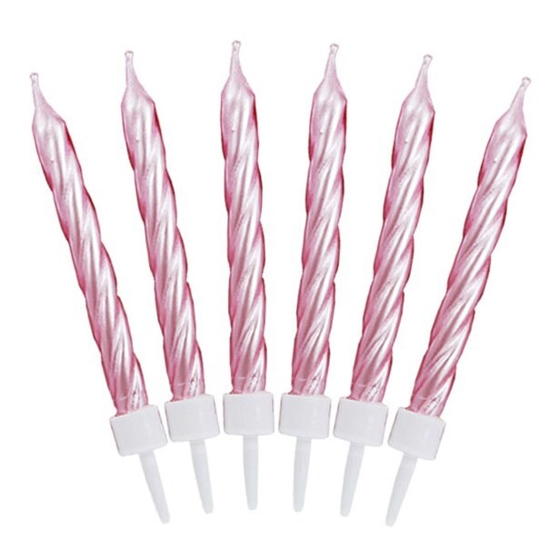 Product Image for Kakkukynttilät - Korkkiruuvi roosa 12 kpl