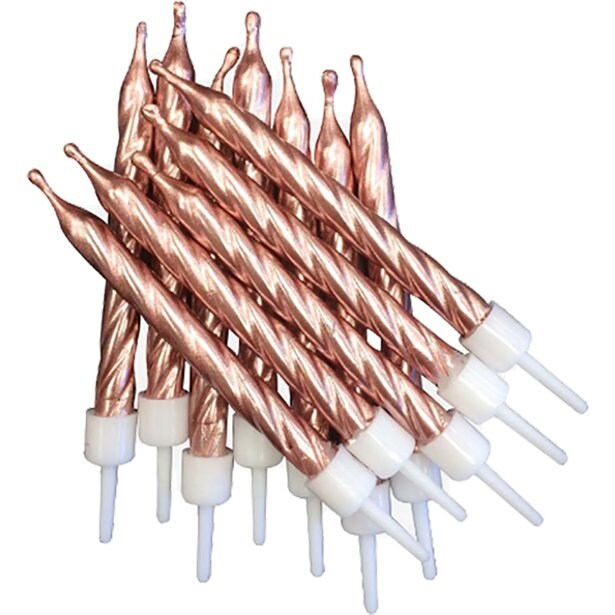 Product Image for Kakkukynttilät - Korkkiruuvi ruusukulta 12 kpl
