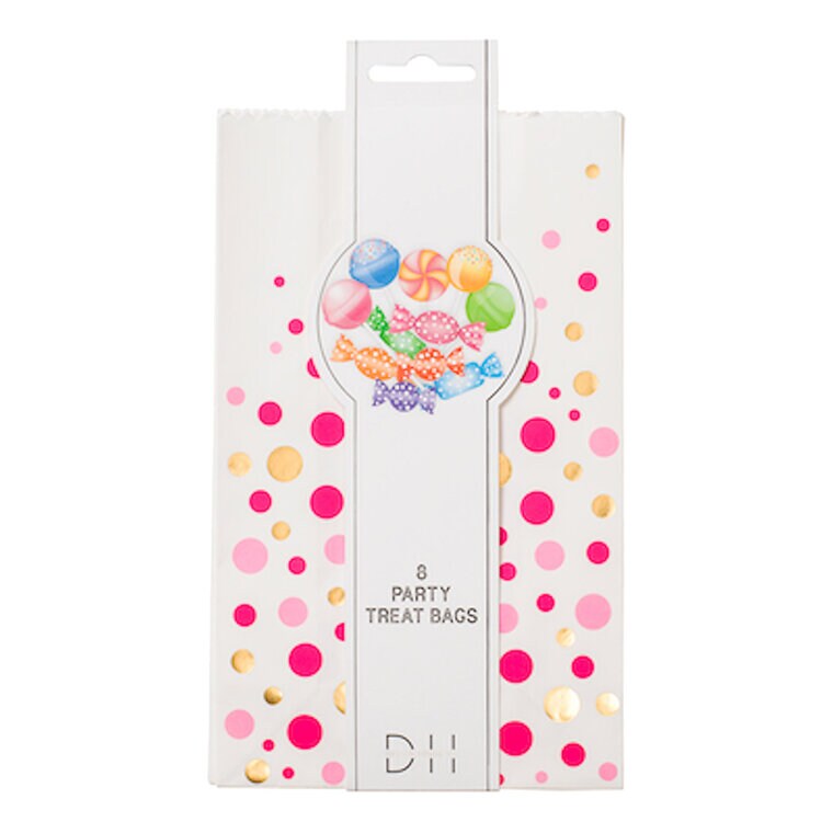 Product Image for Paperiset lahjapussit vaaleanpunaisilla pilkuilla 8 kpl
