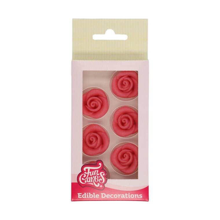 Product Image for FunCakes Marsipaani – Vaaleanpunaiset ruusukoristeet 6-pakkaus