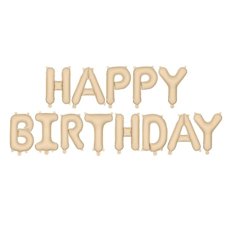 Product Image for Ilmapallonauha Happy Birthday Beige 340 cm