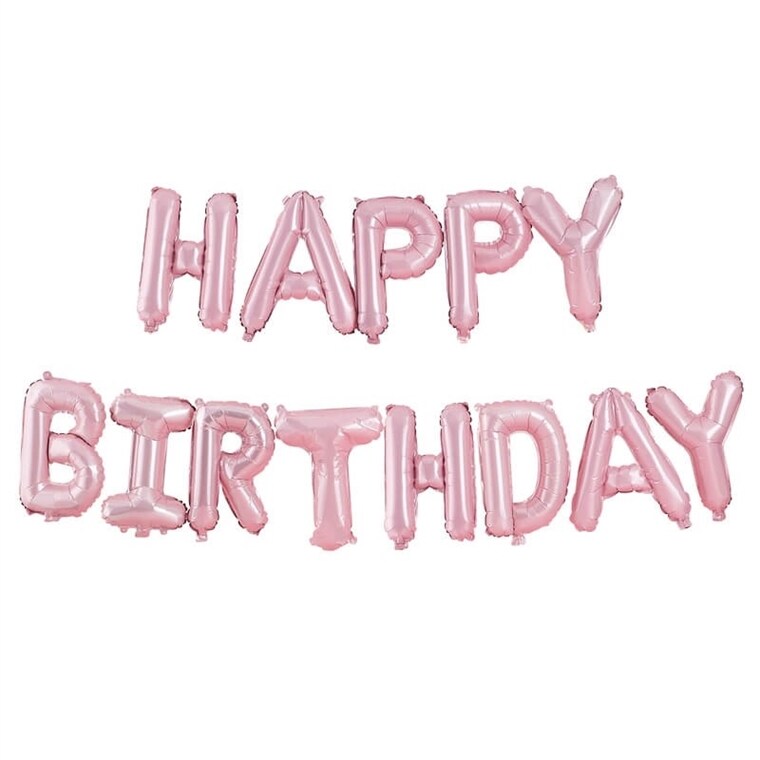 Product Image for Ilmapalloviiri, Happy Birthday Pastelliroosa