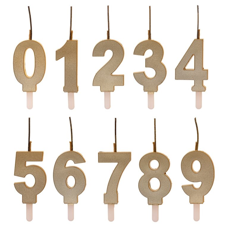 Product Image for Numerokynttilä Sparkling Gold 0-9 vuotta