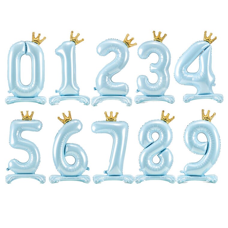 Product Image for Numeroilmapallot - Seisova Vaaleansininen Kultakruunu 84 cm
