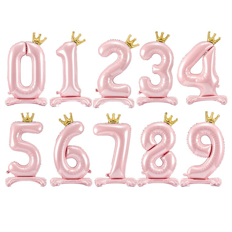 Product Image for Numeroilmapallot - Seisova Vaaleanpunainen Kultakruunu 84 cm
