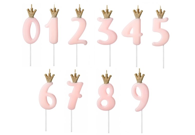 Product Image for Numerokynttilä Kultakruunu, vaaleanpunainen 0-9