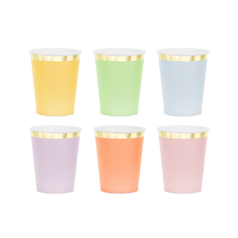 Product Image for Pahvimukit pastellimix kultareunalla 6 kpl