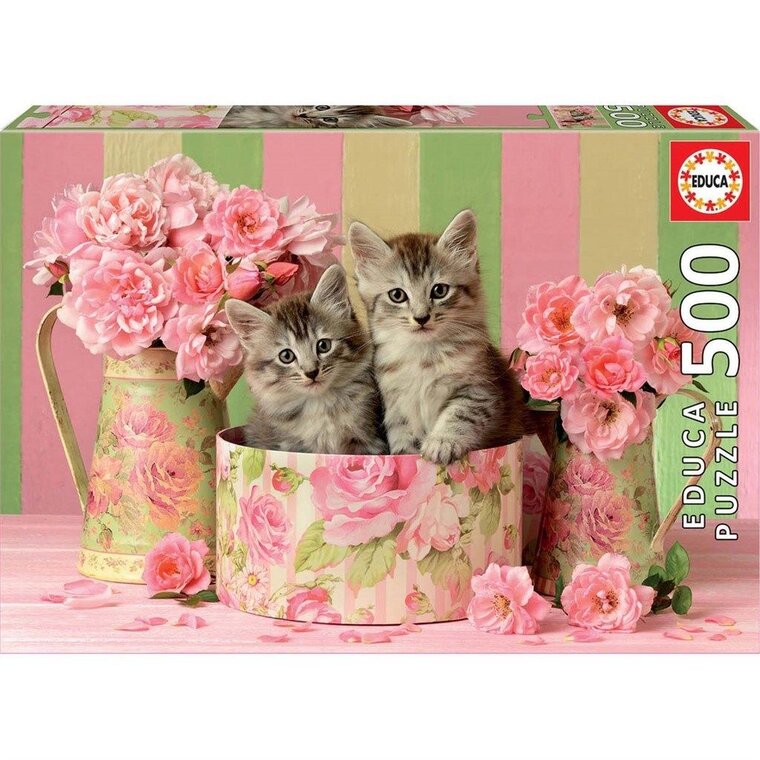 Product Image for Educa Palapeli, Kittens with Roses 500 palaa